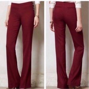 NWT Anthropologie Elevenses Burgundy The Brighten Wide Leg Pants